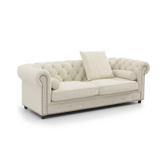 Chesterfield 3 Seater Sofa Linen fabric